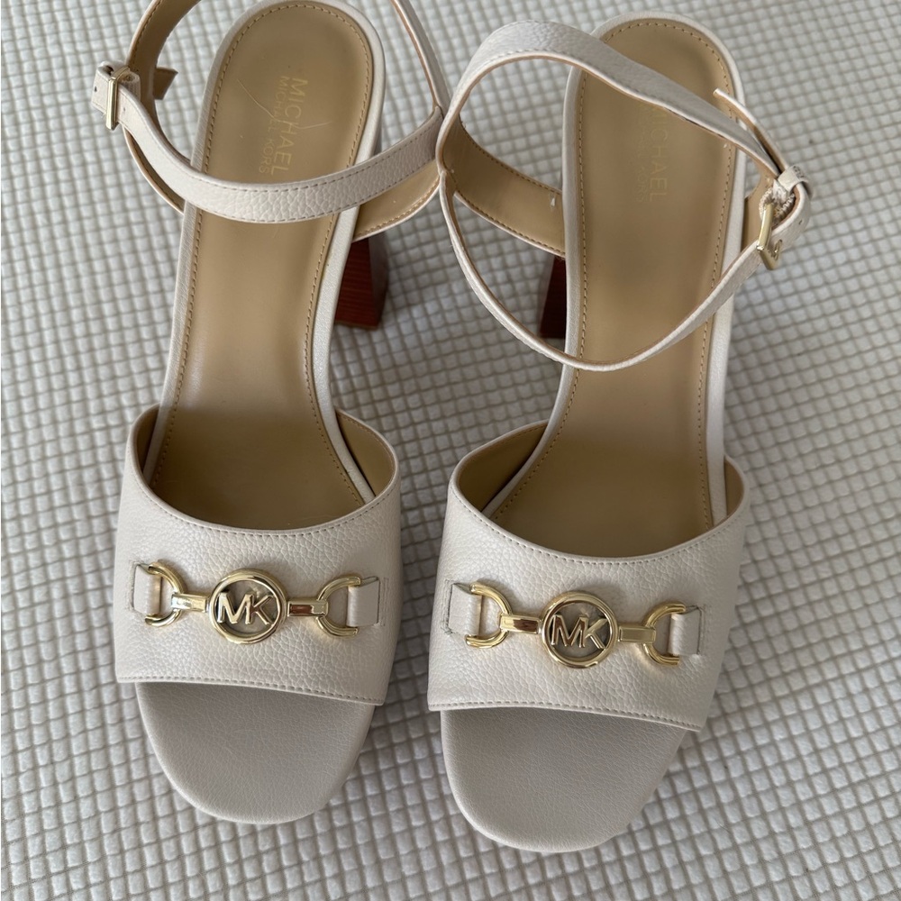 Michael Kors Beige Heels with Gold Details